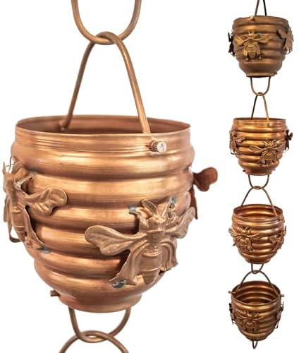 Nutshell Stores Honeybee & Hive Copper Rain Chain - Copper - 11 Feet