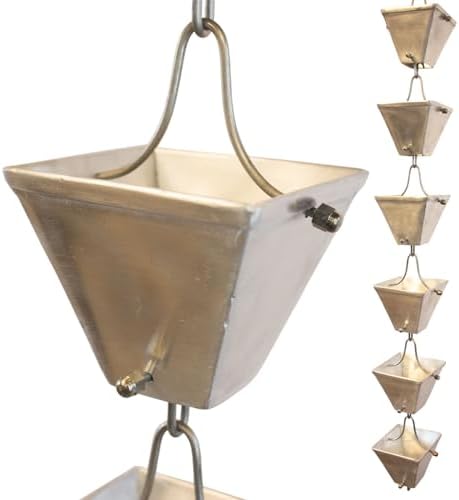 Nutshell Stores Medium Square Cups Rain Chain - Aluminum - 13 Feet