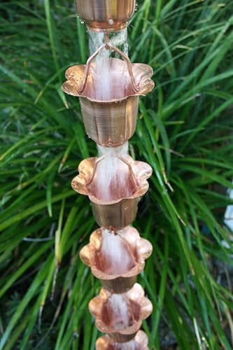 Nutshell Stores Flower Cups Rain Chain - Copper - 15 Feet