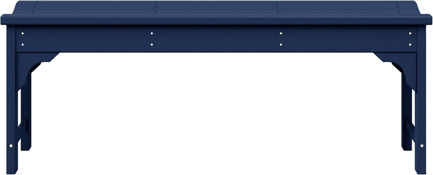 WestinTrends Malibu Outdoor Bench, All Weather Resistant Poly Lumber Backless Patio Garden Bench, Adirondack Curved Bench Seat for Comfort, Navy Blue