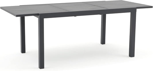 Soleil Jardin Aluminum Patio Extendable Dining Table, 59" - 83", Adjustable Indoor Outdoor Furniture Rectangle Table for 6-8 Person Porch Deck Garden, Dark-Grey