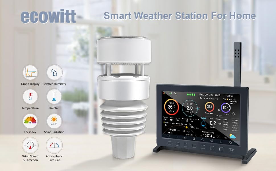 ECOWITT Wittboy Pro Weather Station HP2564, with 7 Inch HP2560 TFT Display Console and WS90 Outdoor Weather Sensor, Supports WU/WeatherCloud/Wow/Ecowitt Servers,915 MHz