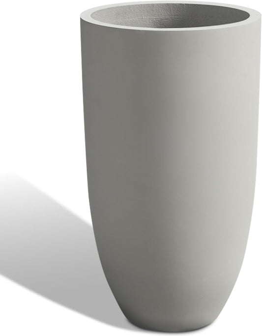 Tall Planters for Outdoor Plants, Large Concrete Flower Pots for Garden Front Porch, Patio, Indoor (Gray, 24 inch)