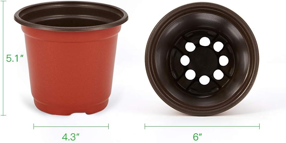JERIA 200 Pack 6 Inch Plastic Nursery Pots Comewith Drainage Holes, Seedling Flower Plant Container and Seed Starting Pots with 200 Pcs Labels