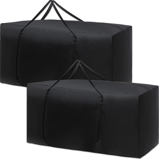 Silkfly 2 Pcs Patio Cushion Storage Bags 48" L x 15" W x 22" H Outdoor Cushion Storage Bag Extra Large Zippered Furniture Pillow Protective Storage Bag Black 420D Oxford Fabric Christmas Tree Storage