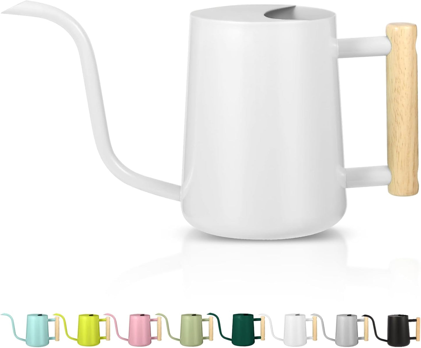 Watering Can Indoor Plants, 35oz Small Stainless Steel Metal Watering Can Modern Decorative Watering Pot with Long Spout for Indoor House Plant Bonsai Outdoor Garden Flowers -White