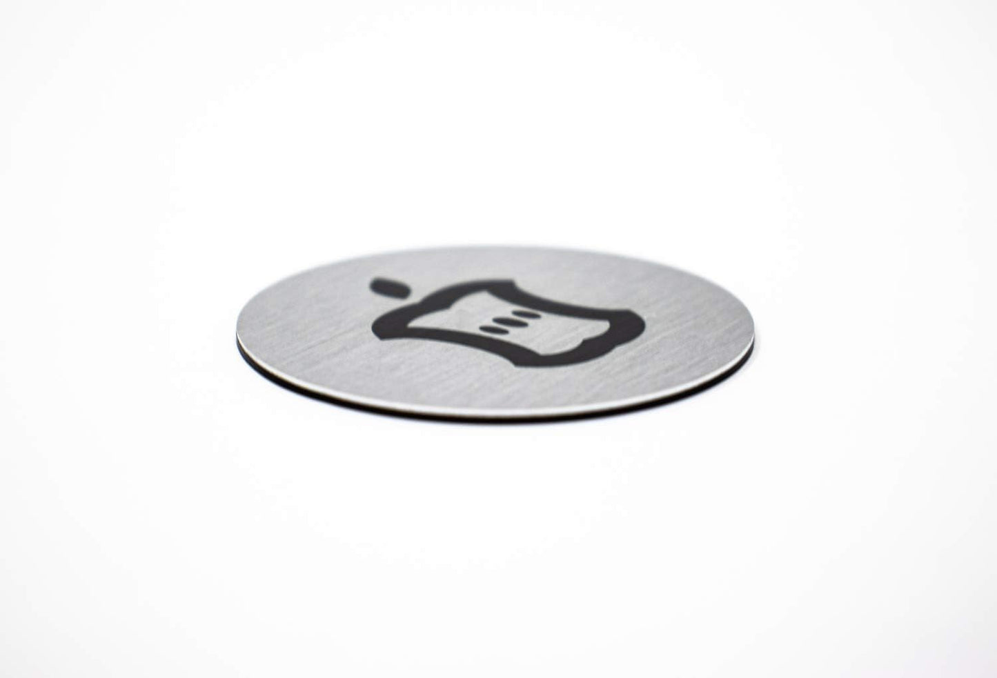 Metal Compost Sign | 2” Round, Compost Bin Label for Waste Basket | Brushed Silver Aluminum with Black Compost Symbol | Environment Signs | Ready to Hang