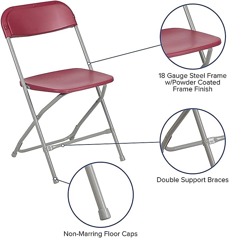 Flash Furniture Hercules™ Series Plastic Folding Chair - Red - 2 Pack 650LB Weight Capacity Comfortable Event Chair - Lightweight Folding Chair