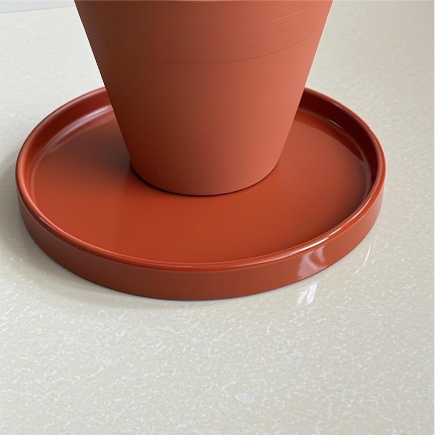 2 Pack Ceramic Plant Saucer Pot Tray 8.5 Inch, Planter Saucers 6 7 8 9 10 11 12 15 Inch, Durable Sturdy Flower Drainage drip Water Tray for Glazed Pots Base (8.5 Inch- Red Terracotta)