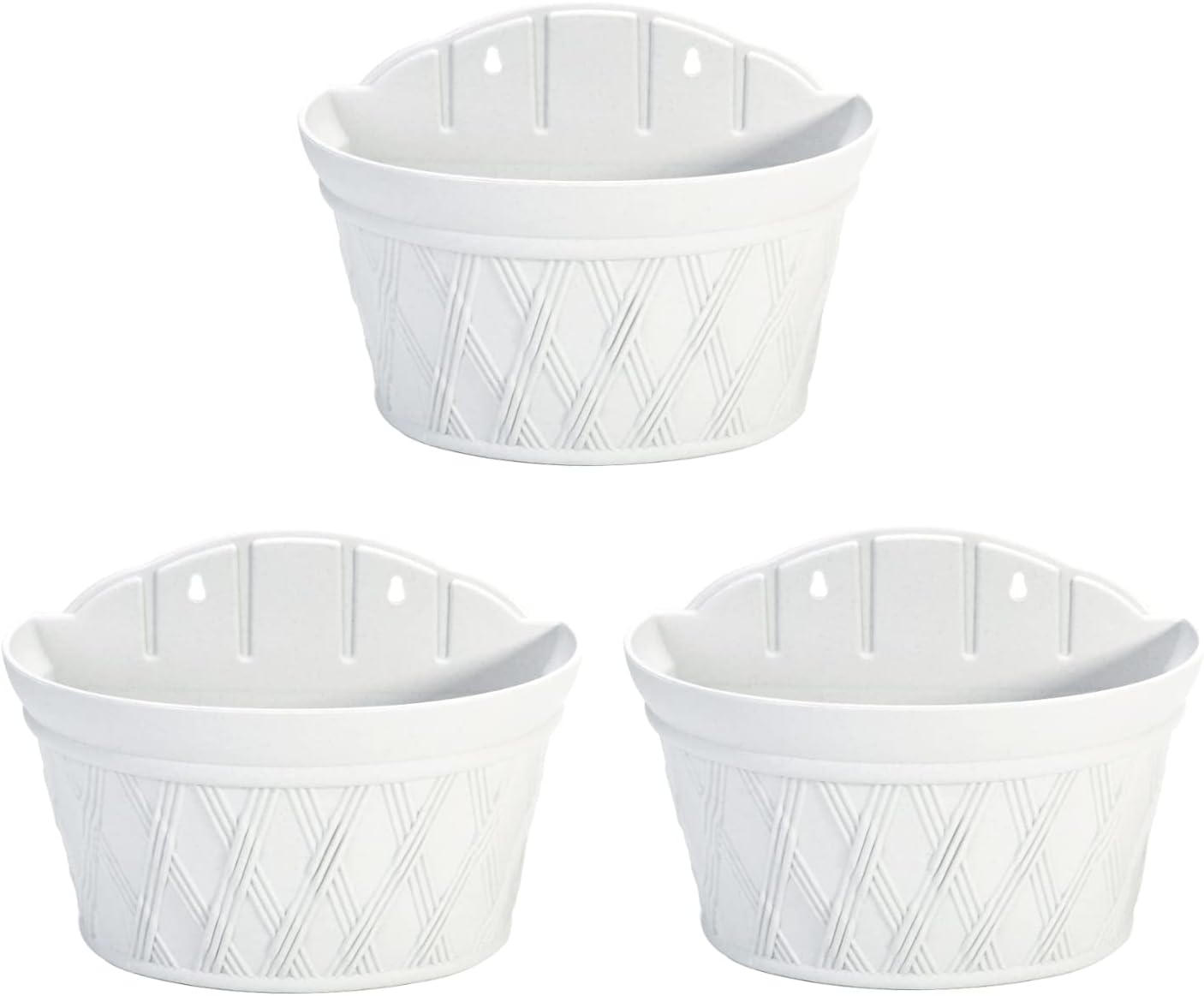 Sungmor Wall Hanging Planters,11.5 Inch Hanging Flower Pots for Railing Fence - Indoor Outdoor Balcony Wall Hanging Basket, Plastic Plant Pot Container - Half Round & 3PC Pack & Grey White