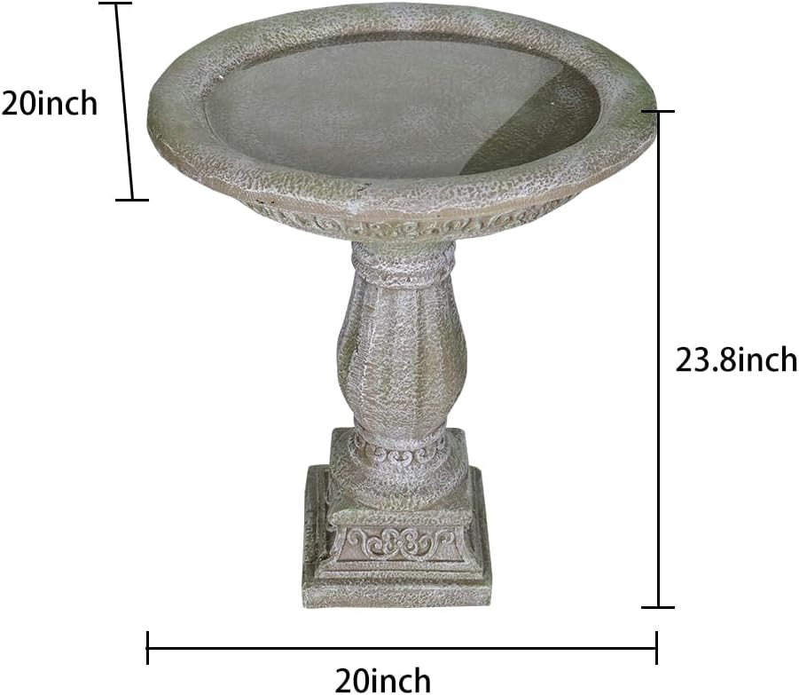 SKYFIRE 20”Dia.X 23.8”Tall Outdoor Birdbath with Pedestal - Modern Garden Birdbaths Outdoor Decor for Bird Spa & Birdfeeder, Floor Bird Baths for Garden Patio, Yard, Lawn