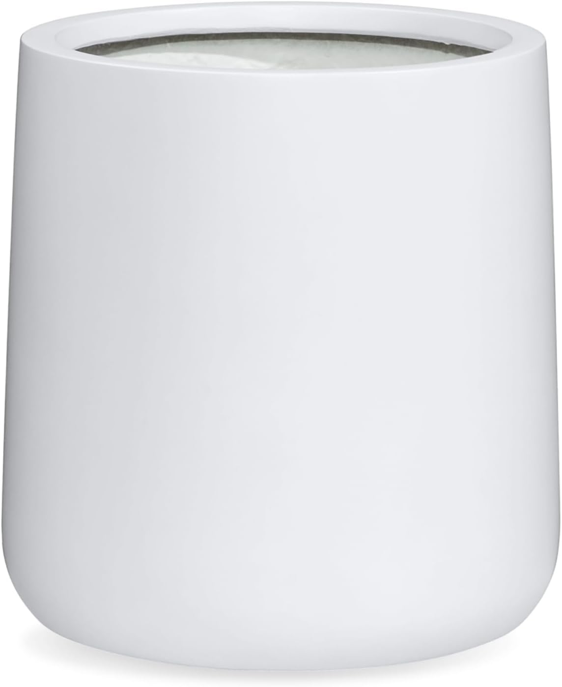 14" H x 13.7" D Conico Fiberstone Round Planter with Drainage Hole, Smooth Finishes, Weather Resistant for Indoor and Outdoor Use, Included 2 Extra Coco Mats (White, 10.6" Pot Opening)