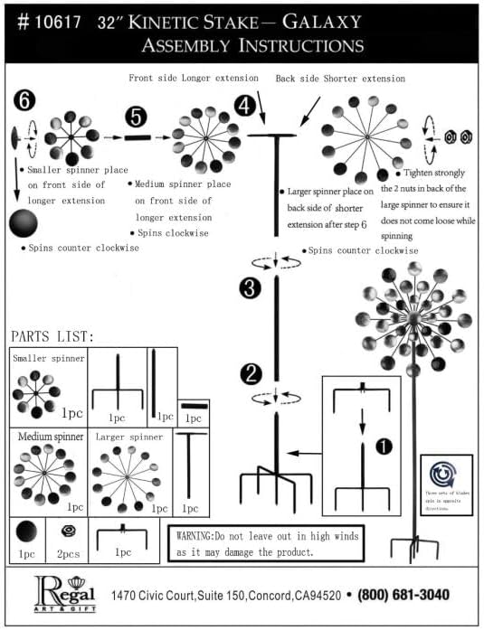 Regal Art & Gift Galaxy Wind Spinner – Metal Yard Decorations Outdoor | Kinetic Garden Spinner for Lawn, Pathway, or Flower Bed | Weather-Resistant Outdoor Sculpture - 32 Inch