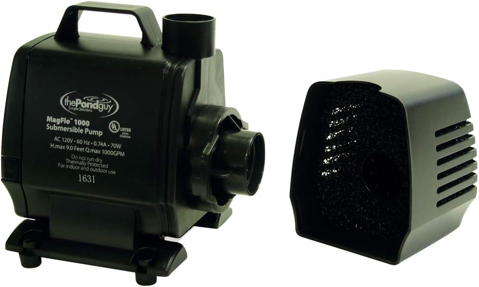 The Pond Guy MagFlo High-Efficiency Compact Pump for Small Water Gardens, Quiet Multi-Purpose System for Waterfalls, Fountains or Spitters, 2160 GPH