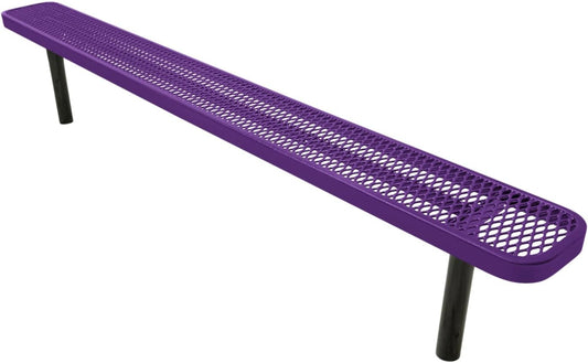 Coated Outdoor Furniture Heavy-Duty Outdoor Bench Thermoplastic Coated, Expanded Metal, Commercial-Grade Seating, Made in America (Inground Without Back, 8 Ft, Purple)