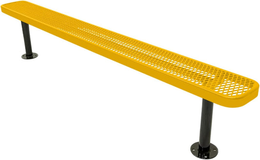 Coated Outdoor Furniture Heavy-Duty Outdoor Bench Thermoplastic Coated, Expanded Metal, Commercial-Grade Seating, Made in America (Surface Without Back, 8 Ft, Yellow)