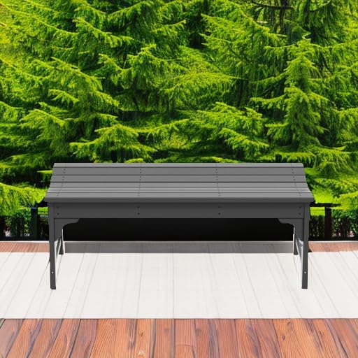 Outdoor Benches Weatherproof, All Weather Resistant Park Bench Poly Lumber Backless Garden Bench Seat for Entryway Front Porch, Gray