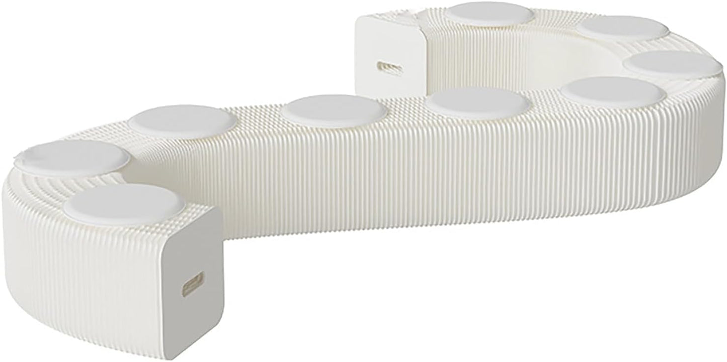 Foldable Kraft Paper Stool, Honeycomb Accordion Folding Bench, Collapsible Paper Stool for Small Spaces, Portable Footrest and Side Table for Living Room and Office,White-30×30×600cm