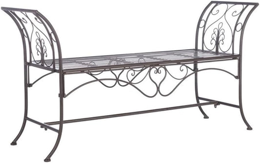 SAFAVIEH PAT5016B Outdoor Collection Adina Rustic Brown Wrought Iron 51-inch Garden Bench