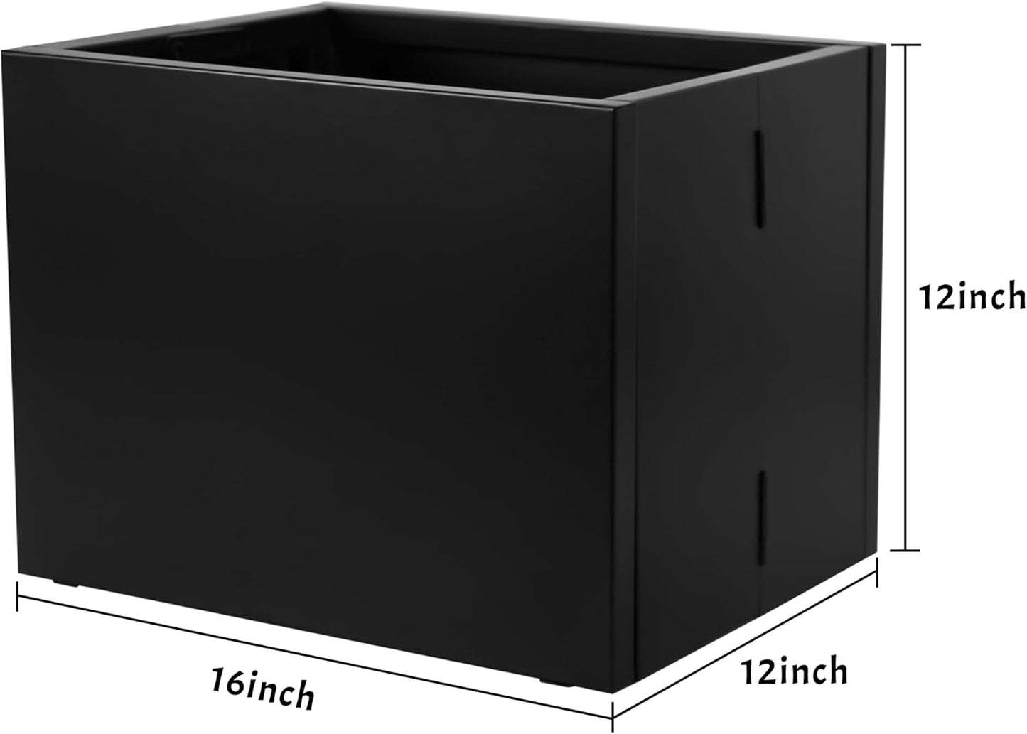 Galvanized Steel Rectangular Planter, 16"x 12"x 12" Small Planters for Outdoor Plants, Black Outdoor Planter with Drainage Holes