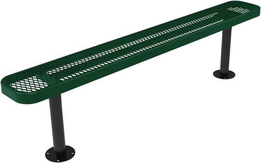 Coated Outdoor Furniture Heavy-Duty Outdoor Bench Thermoplastic Coated, Expanded Metal, Commercial-Grade Seating, Made in America (Surface Without Back, 6 Ft, Green)