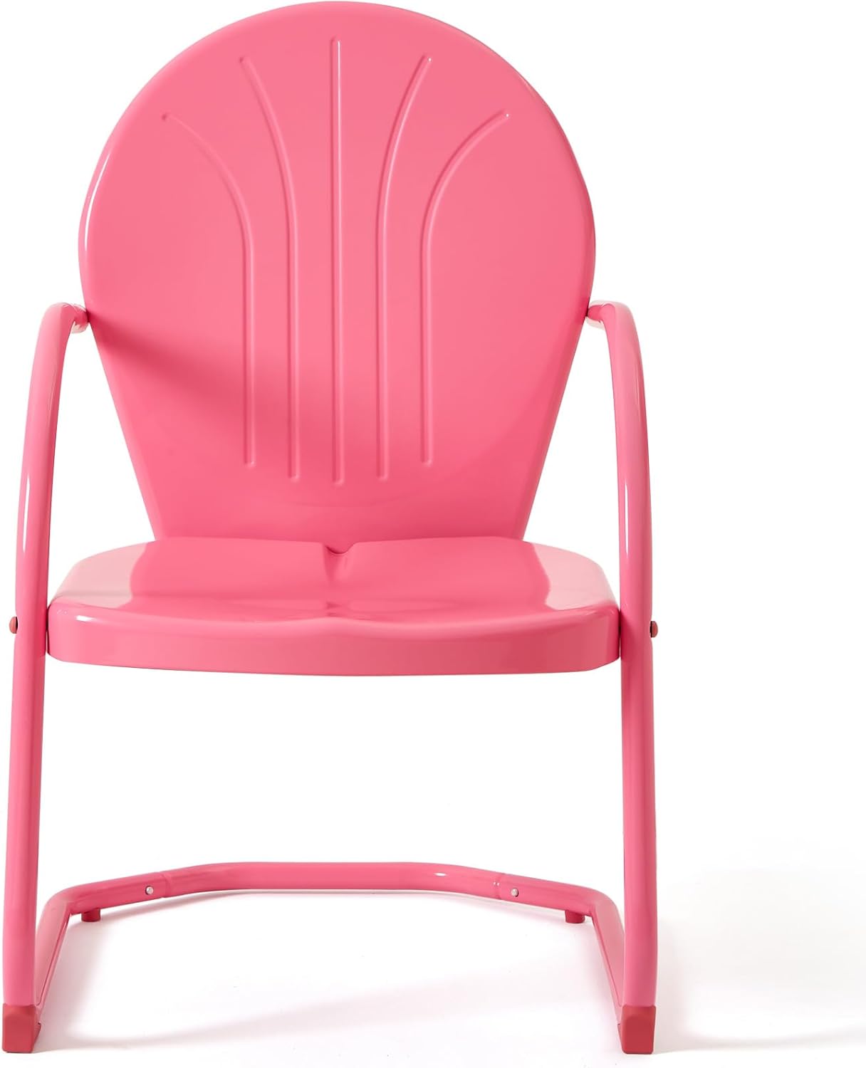 Patio Metal Chair Retro Dining Chair, Outdoor Conversation Rocking Metal Chairs for Balcony/Porch/Backyard/Garden/Lawn, Pink