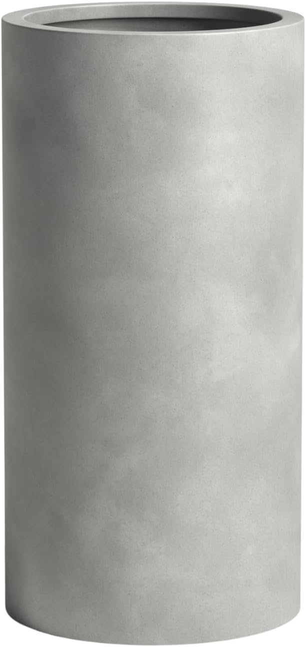 DTY Signature Mount Oxford Tall Outdoor Planter - Medium Gray 23.6 Inch Height Modern Tall Planter Pot for Indoor & Outdoor Spaces - Stylish Planter for Contemporary Homes and Gardens