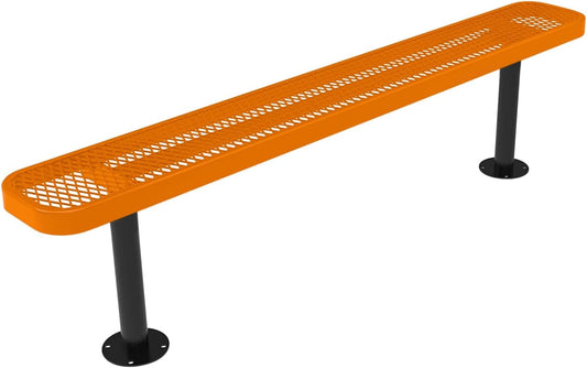 Coated Outdoor Furniture Heavy-Duty Outdoor Bench Thermoplastic Coated, Expanded Metal, Commercial-Grade Seating, Made in America (Surface Without Back, 6 Ft, Orange)