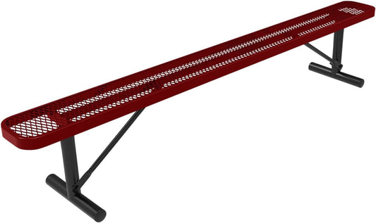 Heavy-Duty Portable Outdoor Bench Thermoplastic Coated, Expanded Metal, Commercial-Grade Seating, Made in America (Portable Without Back, 8 Ft, Textured Burgundy)