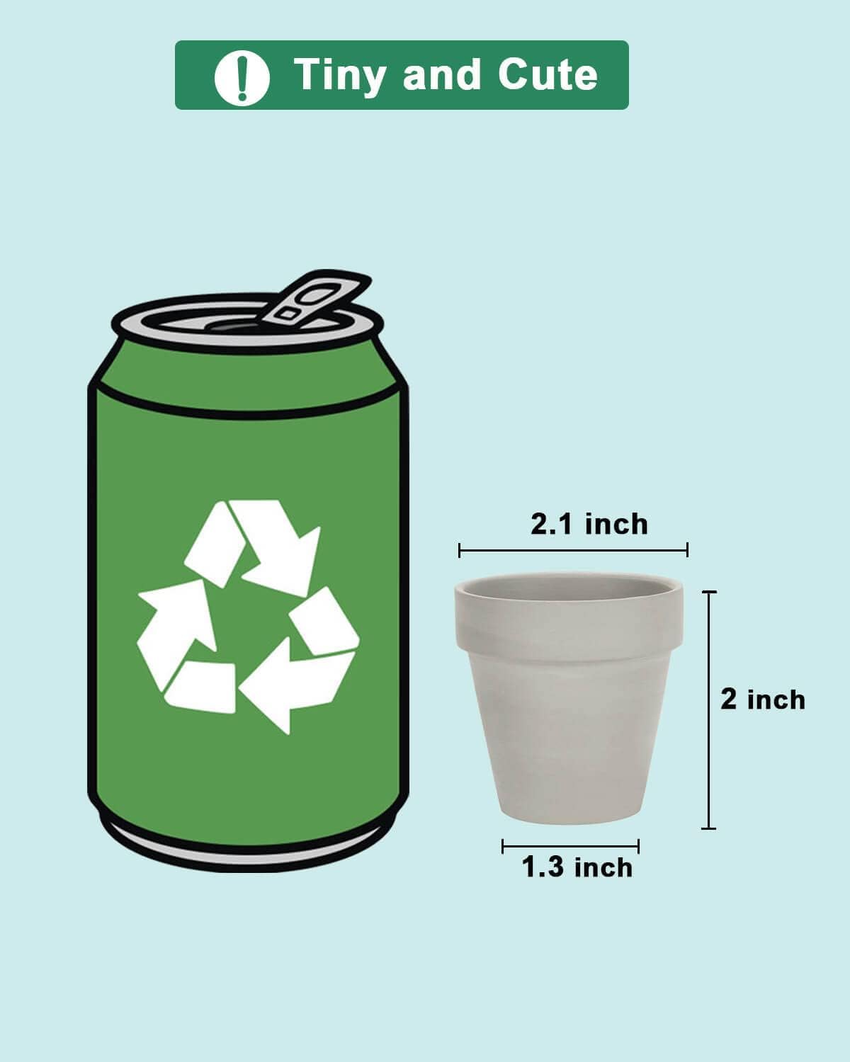 vensovo 48 Pcs 2" Tiny Terracotta & Terra Cotta Pots with Drainage - Grey Small Mini Clay Ceramic Pottery Planter Ideal for Indoor/Outdoor Plants, Crafts, Wedding Favors