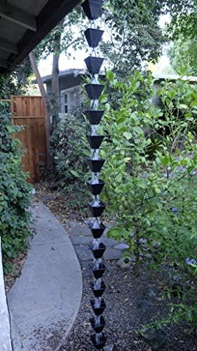 Nutshell Stores Medium Square Cups Rain Chain - Black - 18 Feet