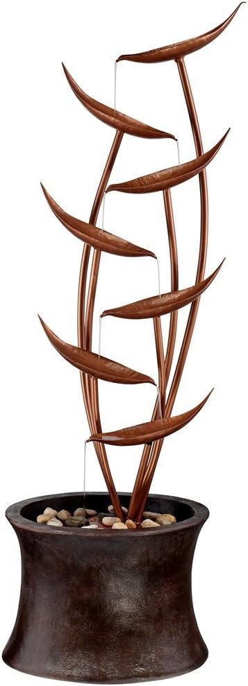 Ashton Tiered Copper Leaves 41" High Large Modern Indoor Outdoor Decor Resin Floor Fountain Standing Waterfall Cascading Water Feature for Outside Garden Patio Yard Backyard Porch - John Timberland