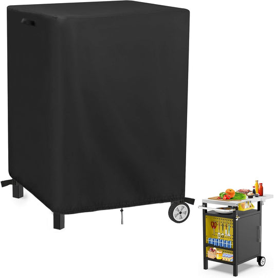 Outdoor Grill Cart Cover for Pinikox Kitchen Island Prep Table, Waterproof Grill Table Rolling Bar Cart Cover BBQ Grill Cover