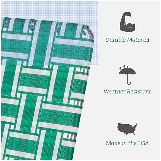 Lawn Chair USA Folding Aluminum Outdoor Patio Lawn Chair | Heavy-Duty Webbed Chairs for Camping, Sports, Beach, Yard & Tailgating | Lightweight Portable | Classic - Charleston Tan with Green Arms