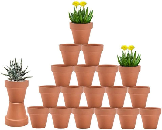 vensovo 3 Inch Terra Cotta & Terracotta Pots with Drainage - 20 Pack Clay Flowerpots, Succulent Nursery Planter Great for Plants, Crafts, Wedding Favor