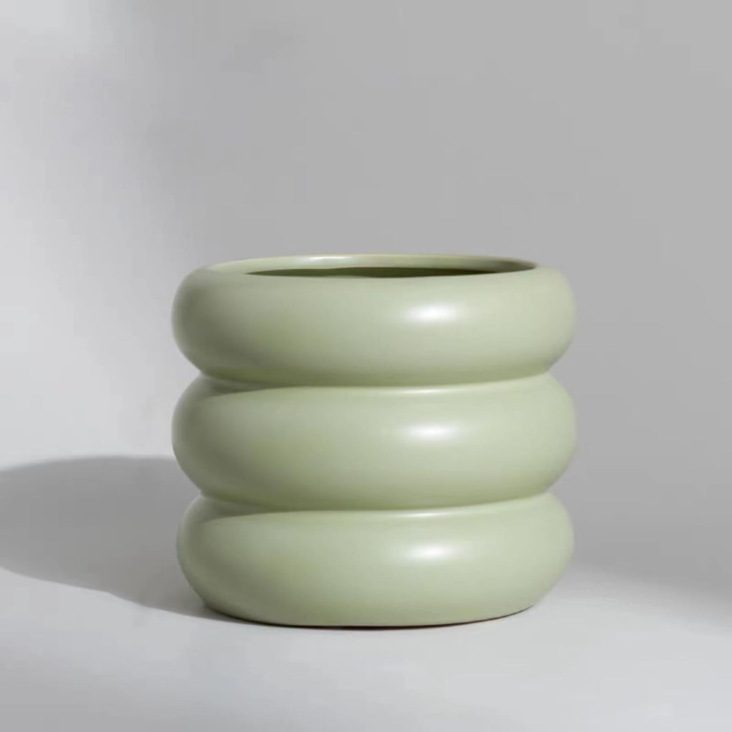 Ceramic Plant Pot Indoor, 4.7 Inch Flower Pot with Drainage Hole, Small Bubble Design Ceramic Planter for Home & Office Decor (Green)