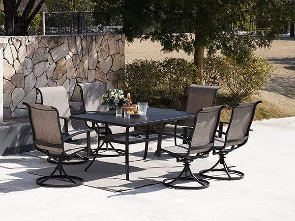 Grand patio Outdoor Swivel Dining Chairs 4-Piece Patio Dining Chairs Set Mesh Sling Patio High Back Swivel Rockers, Mixed Coffee