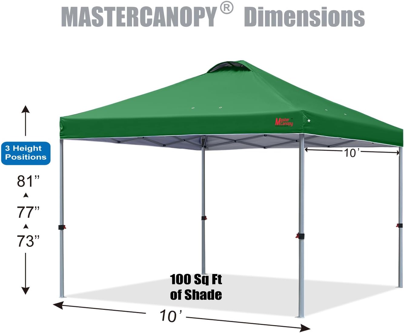 MASTERCANOPY Durable Pop-up Canopy Tent with Roller Bag (10x10, Forest Green)