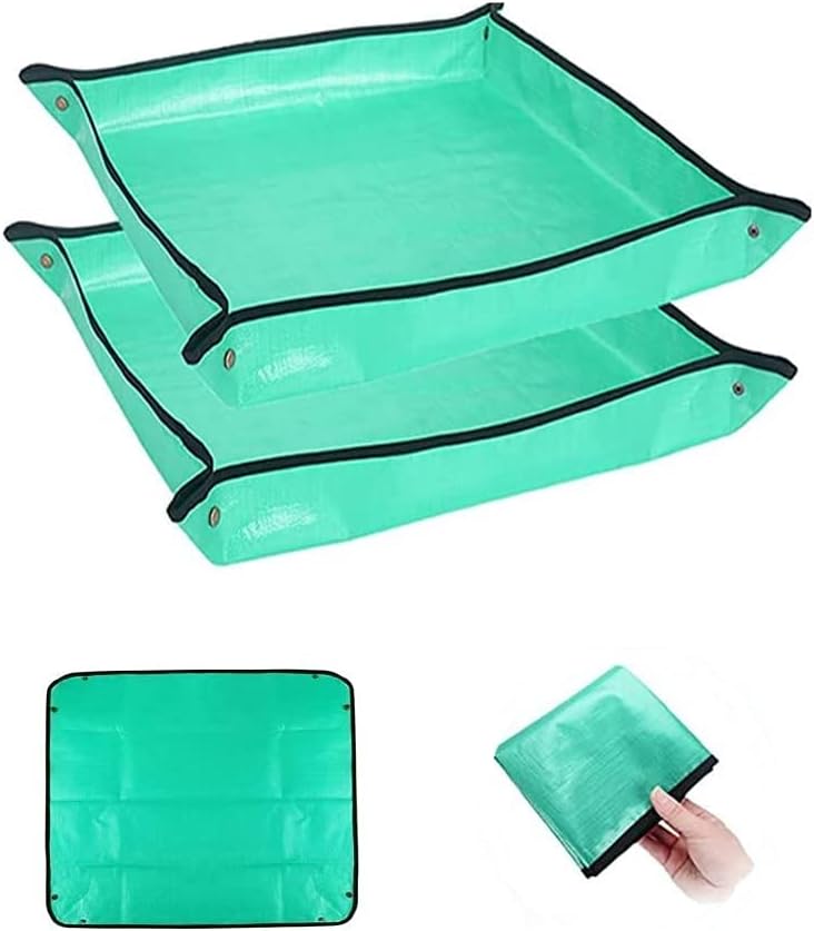 BIUWING 2PCS 26.8" x 26.8" Plant Repotting Mat Waterproof Transplanting Mat Indoor Succulent Potting Mat Portable Gardening Soil Changing and Watering mat Square and Foldable Garden mat