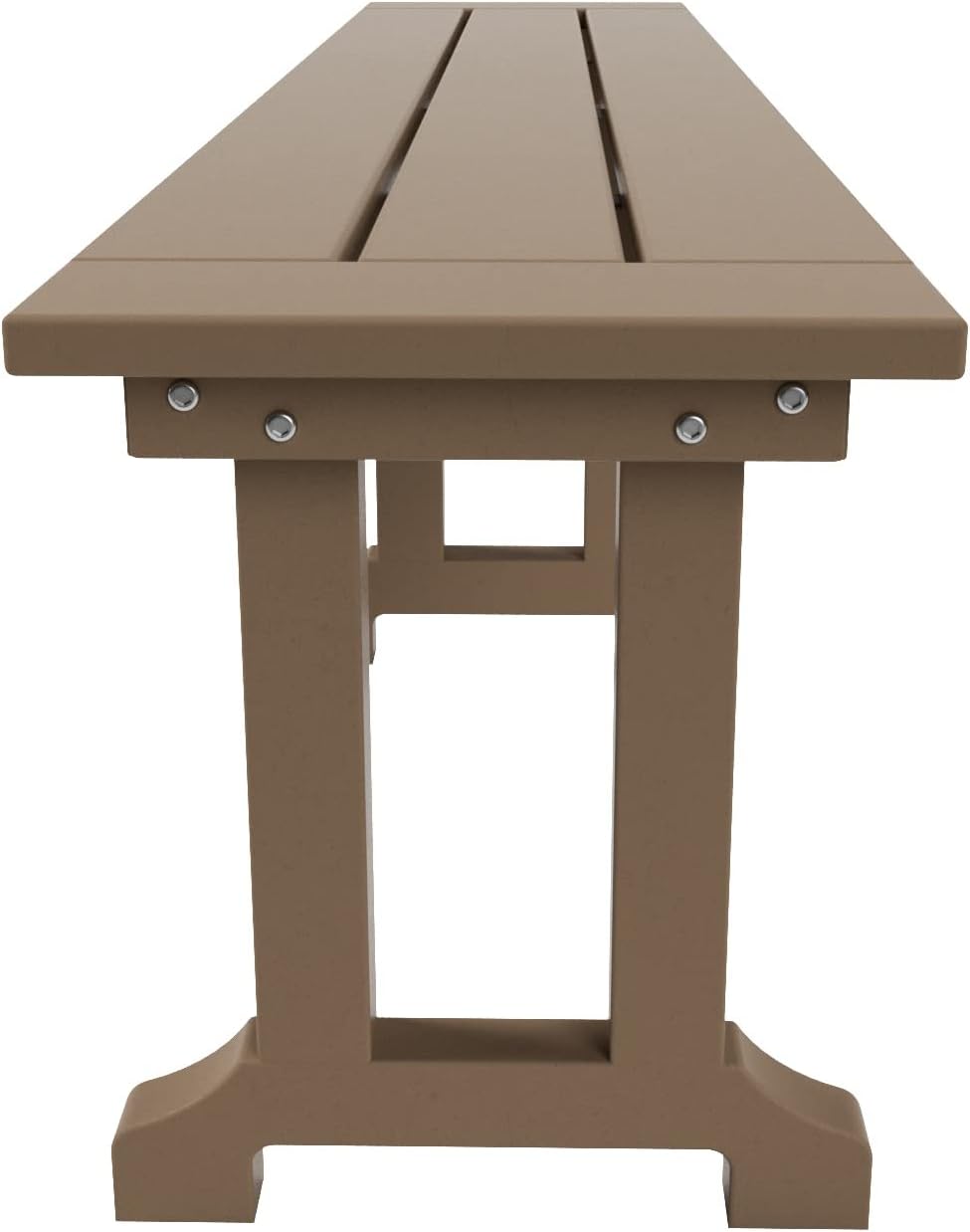 WestinTrends Malibu 65" Outdoor Dining Bench, All Weather Resistant Poly Lumber Patio Garden Bench Trestle Long Bench for Both Outdoor and Indoor, Weathered Wood