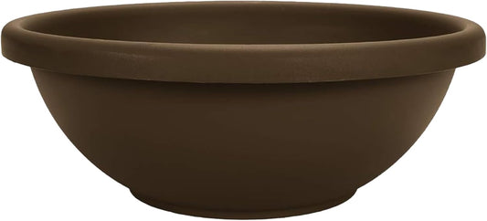 The HC Companies 13 Inch Garden Bowl Planter - Shallow Plant Pot with Drainage Plug for Indoor Outdoor Flowers, Herbs, Chocolate