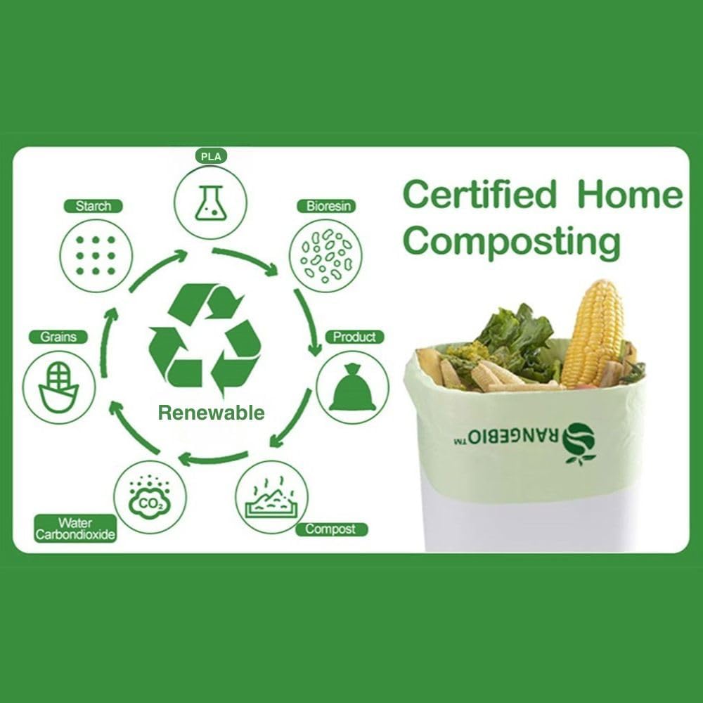 33 Gallon Home Compostable Yard Waste Bags, 40 Count, 1.1 Mil, Lawn & Leaf Bags US BPI ASTM D6400 and OK Compost Home Certified