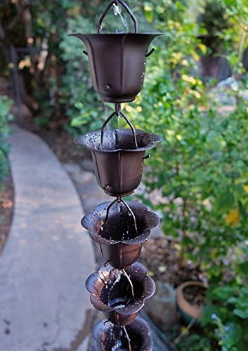 Nutshell Stores Flower Cups Rain Chain - Bronze - 9 Feet