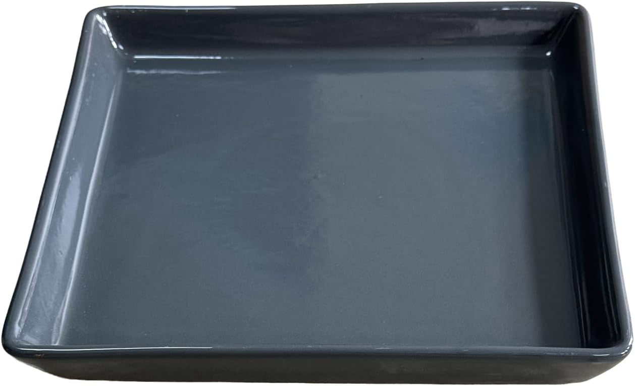 Square Plant Saucer 12 Inch 1 Pack，Plant Trays for Pots, Gray Ceramic Plant Saucers for Indoors Outdoors, Plant Drip Tray 4 6 8 10 12 14 Inch