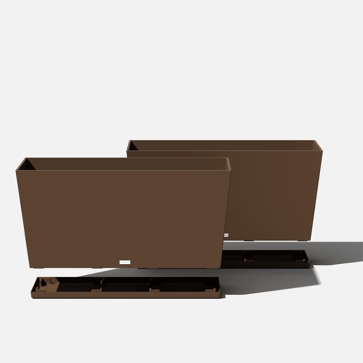 Veradek Midori Long Trough Planter (Espresso, 39 inch - 2 Pack with 2 Saucer Trays)
