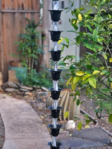 Nutshell Stores Flower Cups Rain Chain - Black - 17 Feet