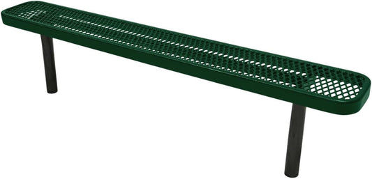 Coated Outdoor Furniture Heavy-Duty Outdoor Bench Thermoplastic Coated, Expanded Metal, Commercial-Grade Seating, Made in America (Inground Without Back, 6 Ft, Green)