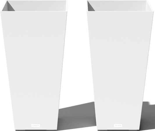 Veradek V-Resin Indoor/Outdoor Taper Planter, Set of 2 (30 inch, White)