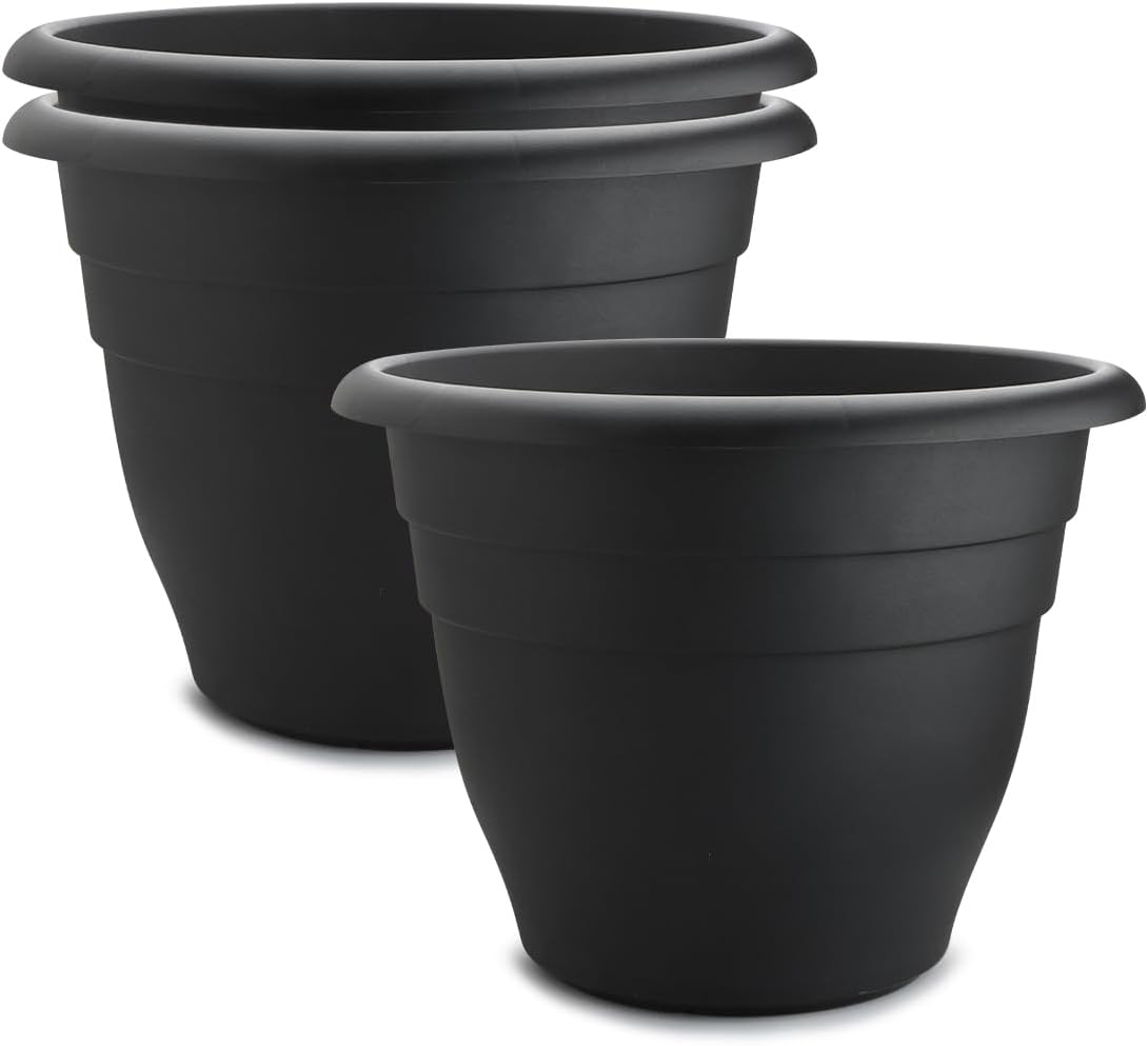 3-Pack 20 Inch Large Plastic Plant Pots for Outdoor, Heavy Duty Extra Large Deep Garden Planter with Drainage Holes, Sturdy Textured Black Flower Pot for Trees, Shrubs, Patio, Lawn