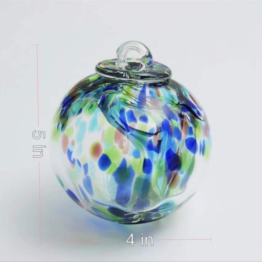 YaoYuan 4 Inch Garden Hanging Gazing Ball Hand-Blown Glass for Hanging Gardens Window Outdoor Gazing Ball Witch Balls Glass Ornament (Bule and Purple)